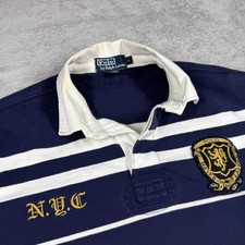 Usado, Camisa polo masculina de rugby Ralph Lauren listrada grande brasão NYC patch manga longa comprar usado  Enviando para Brazil