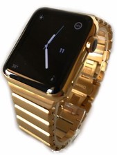 Apple Watch SERIES 2 folheado a ouro 24K 42 mm com pulseira de elos de ouro moderna PERSONALIZADA comprar usado  Enviando para Brazil