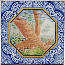 Azulejo vitoriano policromado javali e raposa fronteira holandesa Minton Hollins & Co C1880 comprar usado  Enviando para Brazil