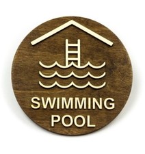Placa de piscina, placa de madeira, sinalização de hotel e spa, motel, zona de relaxamento comprar usado  Enviando para Brazil