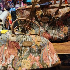 Vintage Adolfo Tapete Floral Bolsa de Fim de Semana Boho Bagagem de Viagem Conjunto de 2 comprar usado  Enviando para Brazil