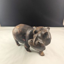 Estatueta de hipopótamo vintage esculpida à mão em madeira 9,5" de comprimento comprar usado  Enviando para Brazil
