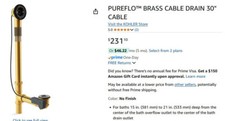 Usado, Kohler 78438-NA PureFlo componentes de banheira 30” dreno de cabo de latão - conjunto completo comprar usado  Enviando para Brazil