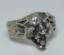 Anel vintage de prata esterlina cabeça de tigre com opala (tamanho W do Reino Unido)– Marcado 1984 comprar usado  Enviando para Brazil