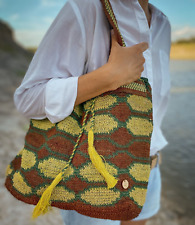 Bolsa de ombro exclusiva presente de Natal feita à mão Argentina fibra natural moda lenta, usado comprar usado  Enviando para Brazil