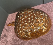 Vintage Indiana Carnaval Vidro GRANDE Âmbar Grape Cluster Tigela de Frutas MCM comprar usado  Enviando para Brazil