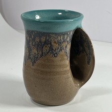 Caneca de cerâmica aquecedor à mão Neher cerâmica argila em movimento maré oceânica assinada 2016, usado comprar usado  Enviando para Brazil