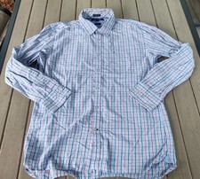 Camisa masculina Tommy Hilfiger botão para baixo grande 16.5-17 ajuste personalizado vermelha branca azul comprar usado  Enviando para Brazil