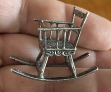 Cadeira de balanço alta vintage italiana prata esterlina miniatura bebê casa de bonecas comprar usado  Enviando para Brazil