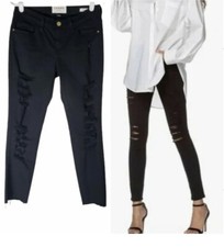 Jeans feminino Frame Le Skinny De Jeanne angústia 29 bainha fray rasgada jeans preto comprar usado  Enviando para Brazil