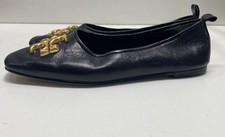 Usado, Sapatilhas de balé Tory Burch femininas de couro preto sólido logotipo dourado tamanho 9M UK7 AU9 comprar usado  Enviando para Brazil