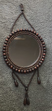 Decoração de parede espelho redondo com miçangas de madeira* Vintage anos 70* Boho comprar usado  Enviando para Brazil
