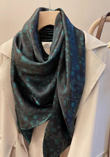 Lenço xale feminino 100% seda 41" grande quadrado envoltório floral azul preto verde HD81-3 comprar usado  Enviando para Brazil