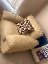 Cream leather sofa for sale  BIRMINGHAM