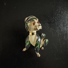BROCHE VINTAGE ANOS 60 RED STRASS EYES ESMALTE OURO METAL POÇA CACHORRO TRIFARI SEM ASSINATURA? comprar usado  Enviando para Brazil