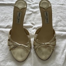 Sandálias Jimmy Choo Cairo couro dourado metálico tiras mula salto 3” 40 comprar usado  Enviando para Brazil