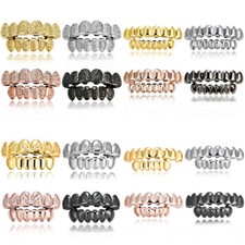 Conjunto de grelhas personalizadas folheadas a ouro 14k dentes hip hop Grillz parte superior inferior dourada ajuste na boca, usado comprar usado  Enviando para Brazil