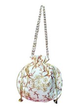 Bolsa Potli Bordada Off White – Padrão Floral com Contas de Pérola e Trabalho Vermelho Dourado, usado comprar usado  Enviando para Brazil