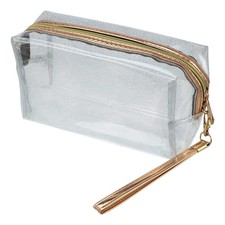 Kosmetyczka podróżna z PVC, srebrna – organizer do makijażu na sprzedaż  PL