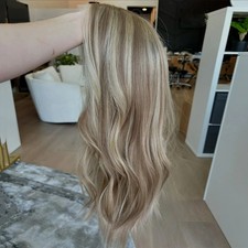 Perucas femininas Balayage bege dourado loira destaque frente de renda 100% cabelo humano, usado comprar usado  Enviando para Brazil