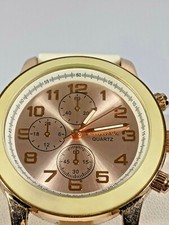 Relógio aeropostale feminino 9 polegadas ajustável tom ouro rosa pulseira branca, usado comprar usado  Enviando para Brazil