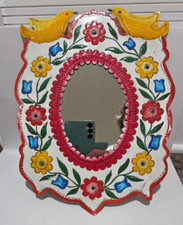 Usado, ARTE POPULAR VINTAGE MEXICANA ESPELHO ESTANHO PERFURADOR METAL FLOR CORES BRILHANTES 10 X 13 comprar usado  Enviando para Brazil
