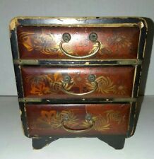 Antiga caixa de joias estilo tansu de laca japonesa pequena cômoda anos 1800, usado comprar usado  Enviando para Brazil