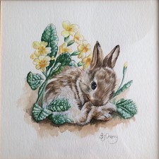 Original watercolour bunny for sale  LONDON