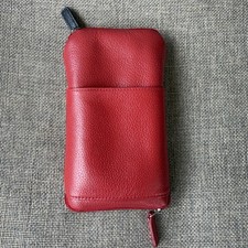 Bolsa de viagem LEVENGER couro fino suporte para óculos de sol estojo zíper duplo vermelho comprar usado  Enviando para Brazil