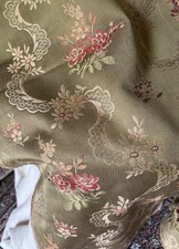 Tecido jacquard brocado guirlanda floral estilo francês acetinado vintage ~ ferrugem oliva comprar usado  Enviando para Brazil