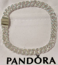 Usado, Pulseira corrente cubana Pavê atemporal Pandora tamanho 18cm / 7,1 polegadas com bolsa comprar usado  Enviando para Brazil