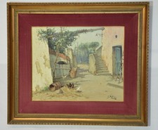 Antico dipinto olio su compensato- Scorcio rurale- Quadro firmato '900, usado comprar usado  Enviando para Brazil