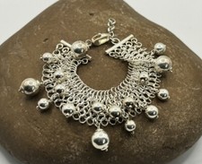 PULSEIRA CHARME BOLA PENDURADA CORRENTE MALHA LARGA PRATA ESTERLINA 925 PV ITÁLIA 35g #5 comprar usado  Enviando para Brazil