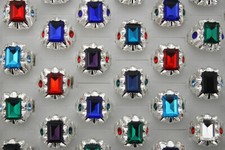 Wholesale Lots 30pcs Men's Gifts Colorful Glass Fashion Rings Silver Plated Ring comprar usado  Enviando para Brazil
