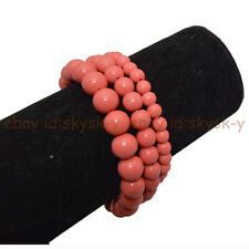 Pulseira elástica de contas de pedra preciosa redonda rosa coral 6/8/10 mm 7,5"" comprar usado  Enviando para Brazil