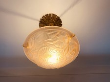 Candelabro assinado Degue francês art déco luminária de teto pendurada Pate De Verre, usado comprar usado  Enviando para Brazil
