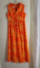 Vestido longo vintage Ludy Ludi Havaí laranja florescente 34" busto M  comprar usado  Enviando para Brazil