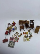 LOTE de 30 móveis e acessórios vintage de madeira miniaturas para casa de bonecas 1:12 comprar usado  Enviando para Brazil
