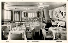 Cartão postal RPPC navio de cruzeiro Grill, Verandah, R. M. S. Queen Mary comprar usado  Enviando para Brazil