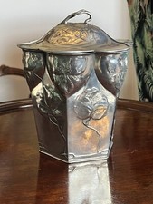 Barril de biscoito Art Nouveau prata prato moldado com folhas e flores comprar usado  Enviando para Brazil