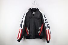 Jaqueta masculina vintage anos 90 streetwear couro desgastado XL bandeira dos EUA águia americana comprar usado  Enviando para Brazil