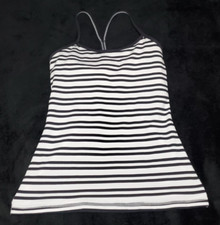 Sujetador sin mangas Lululemon Power Y negro blanco a rayas incorporado talla 4 segunda mano  Embacar hacia Mexico