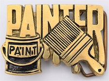 Lata de pintura e pincel de latão maciço pintor de casa de artista fivela de cinto vintage comprar usado  Enviando para Brazil
