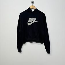 Vintage Nike Damska czarna bawełniana bluza z kapturem Rozmiar L Y2K Drill Swoosh Crop Top Fit, używany na sprzedaż  PL