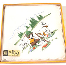 Lenço bordado vintage SWISS Montanhas Cabras Pastor Alpes fechado comprar usado Lenço bordado vintage SWISS Montanhas Cabras Pastor Alpes fechado comprar usado  Enviando para Brazil