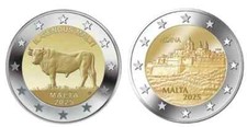 2 x 2 euro specjalna moneta Malta 2025 " wół + mdina " UNC z kapsułą na sprzedaż  Wysyłka do Poland