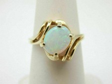 Usado, Anel solitário de noivado de casamento opala corte oval corte ouro amarelo 14K com acabamento em 2 quilates comprar usado  Enviando para Brazil