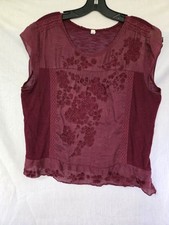 Usado, Blusa Minúscula Catamara BOHO Y2K Borgonha Manga Cap Bordada Tamanho M Excelente comprar usado  Enviando para Brazil