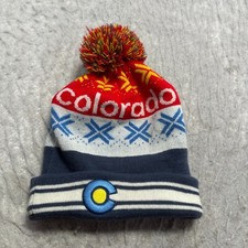 Gorro de inverno Colorado malha azul branco listrado puff bola adulto OSFA tamanho único comprar usado  Enviando para Brazil