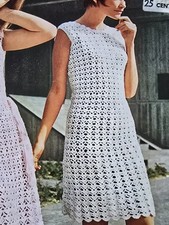 Vestido de renda 1960s recortado ventilador mudança linha A DK Sirdar 5166 padrão de crochê comprar usado  Enviando para Brazil